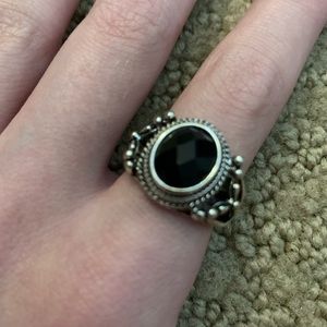 black gemstone ring
